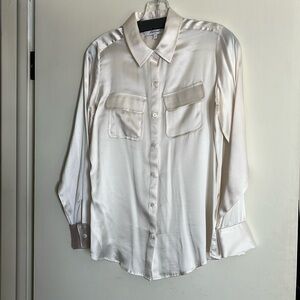 Foxcroft silk off white blouse size 2